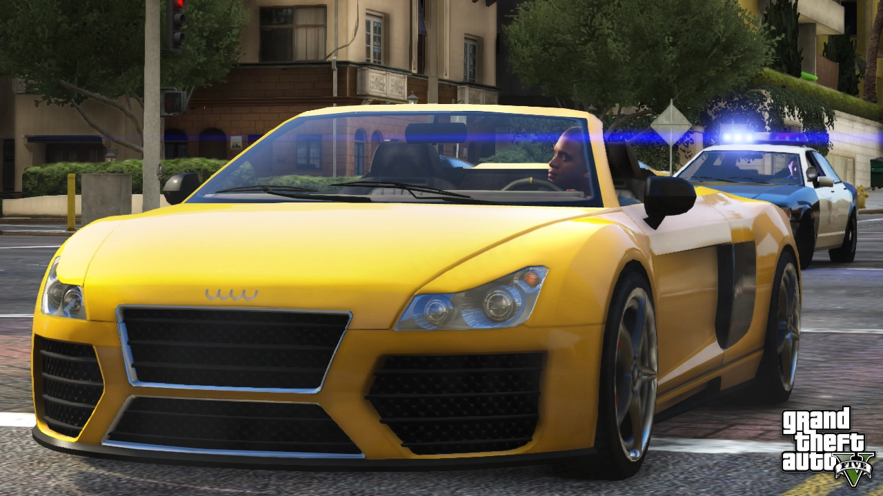 Franklin getting pulled over in a yellow 9F