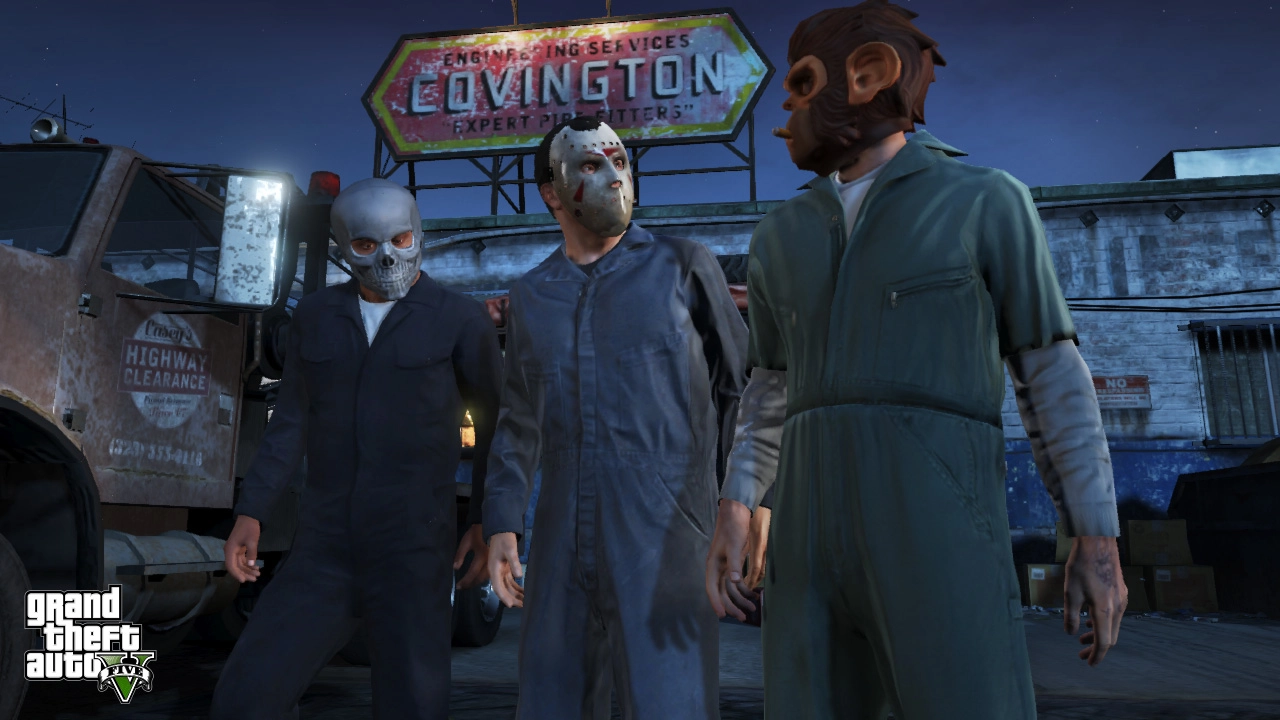 The trio masked up
