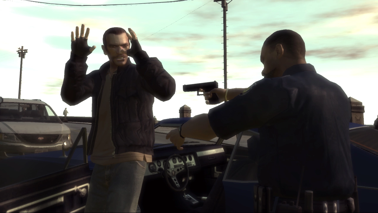Niko under arrest by the LCPD.
