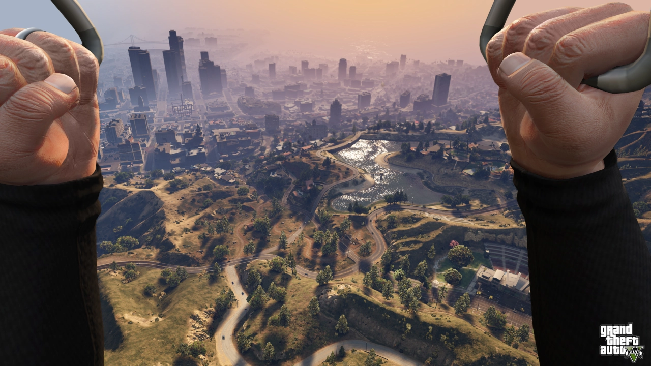 (First-person) Parachuting into Vinewood