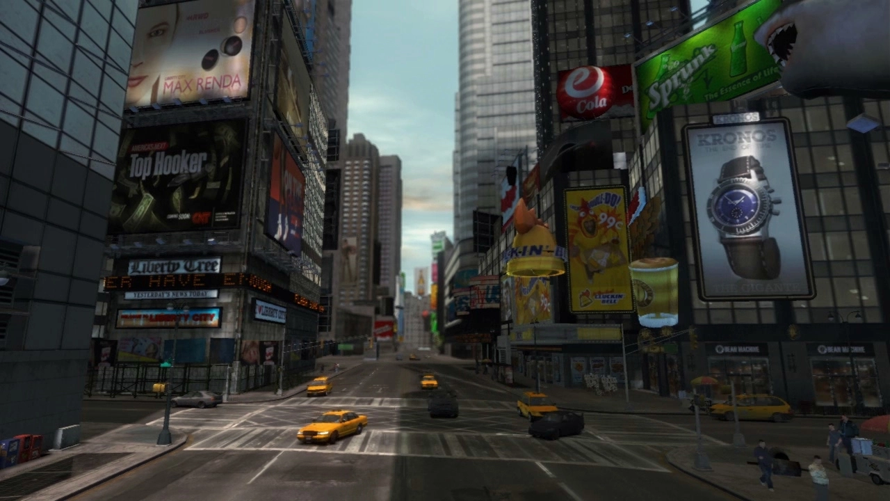 A busy junction in the centre of the city.