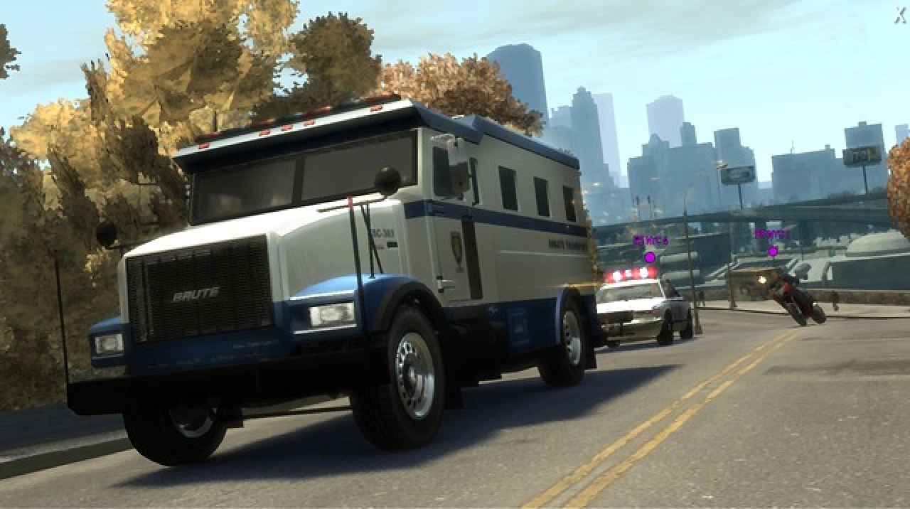 Racing in a police car.