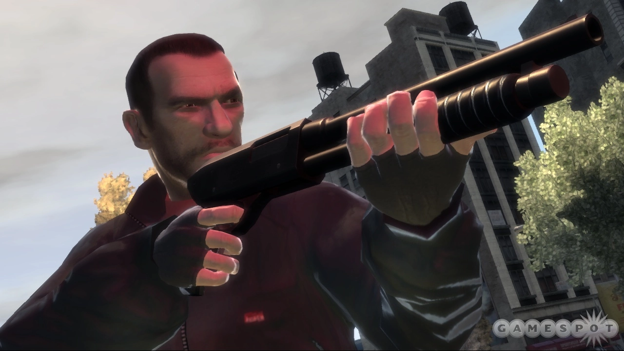 Niko with a shotgun.