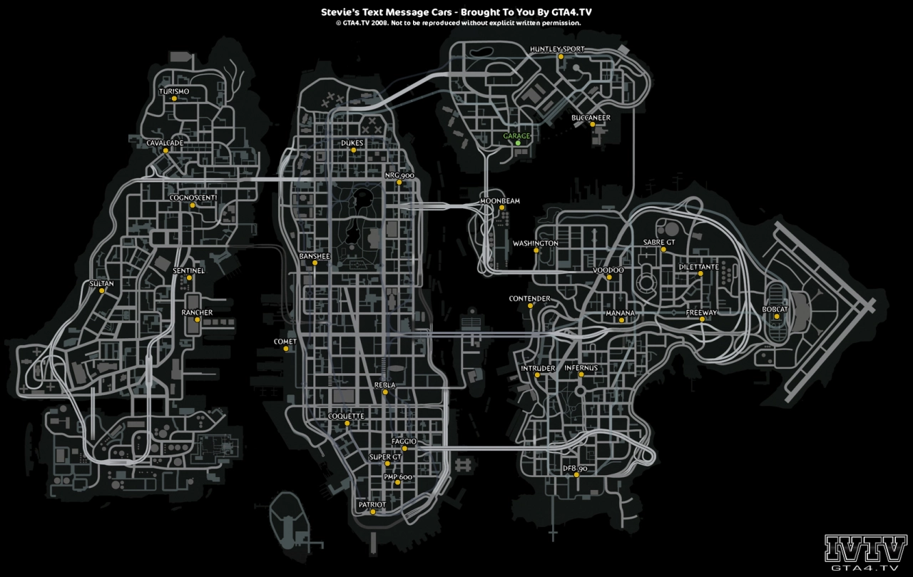 Stevie's Text Message Cars Location Map