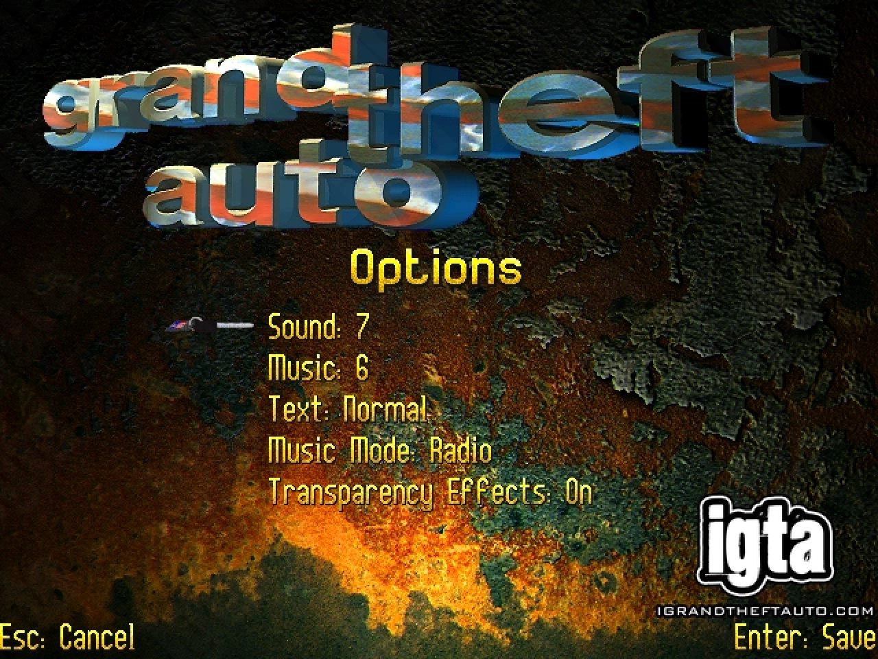 GTA Options Menu