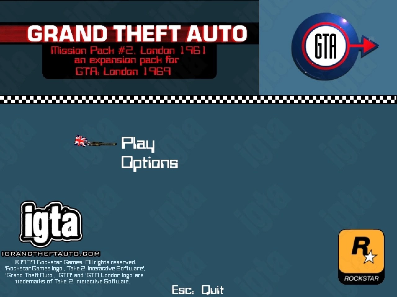 GTA London 1961 Main Menu