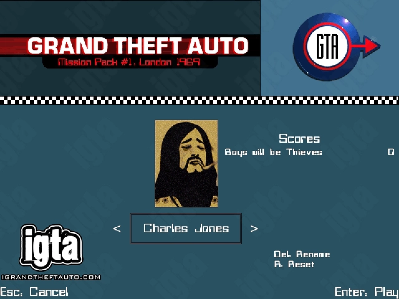GTA London 1969 Character Charles Jones Menu