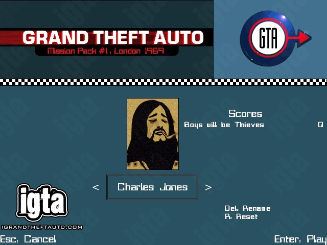 GTA London 1969 Character Charles Jones Menu