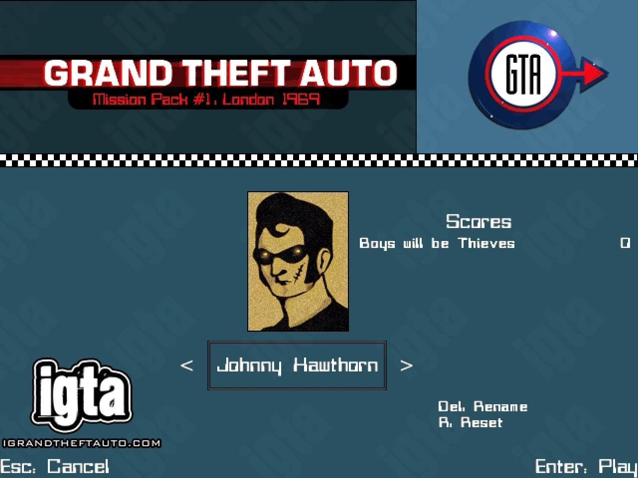 GTA London 1969 Character Johnny Hawthorn Menu
