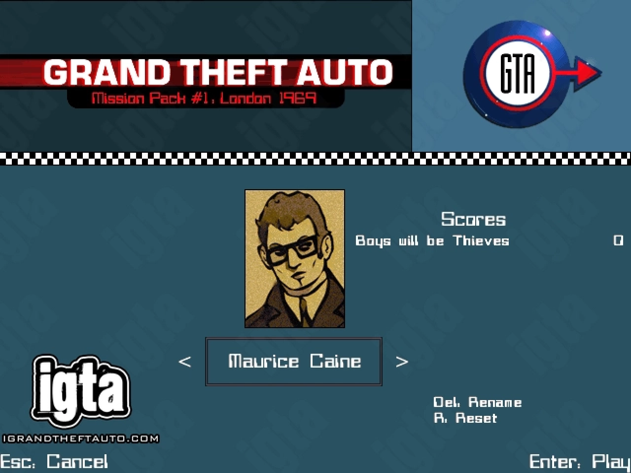 GTA London 1969 Character Maurice Caine Menu