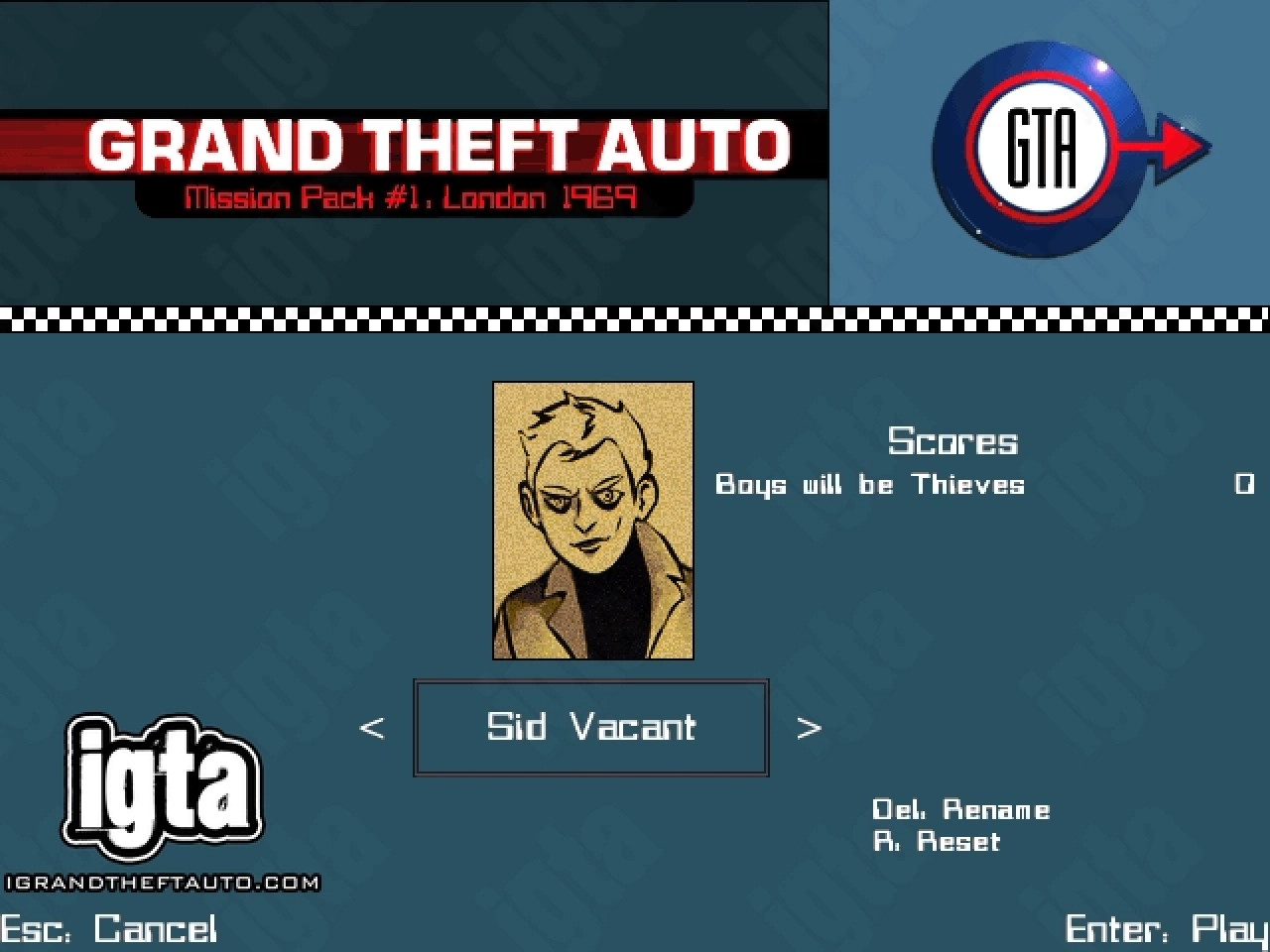 GTA London 1969 Character Sid Vacant Menu