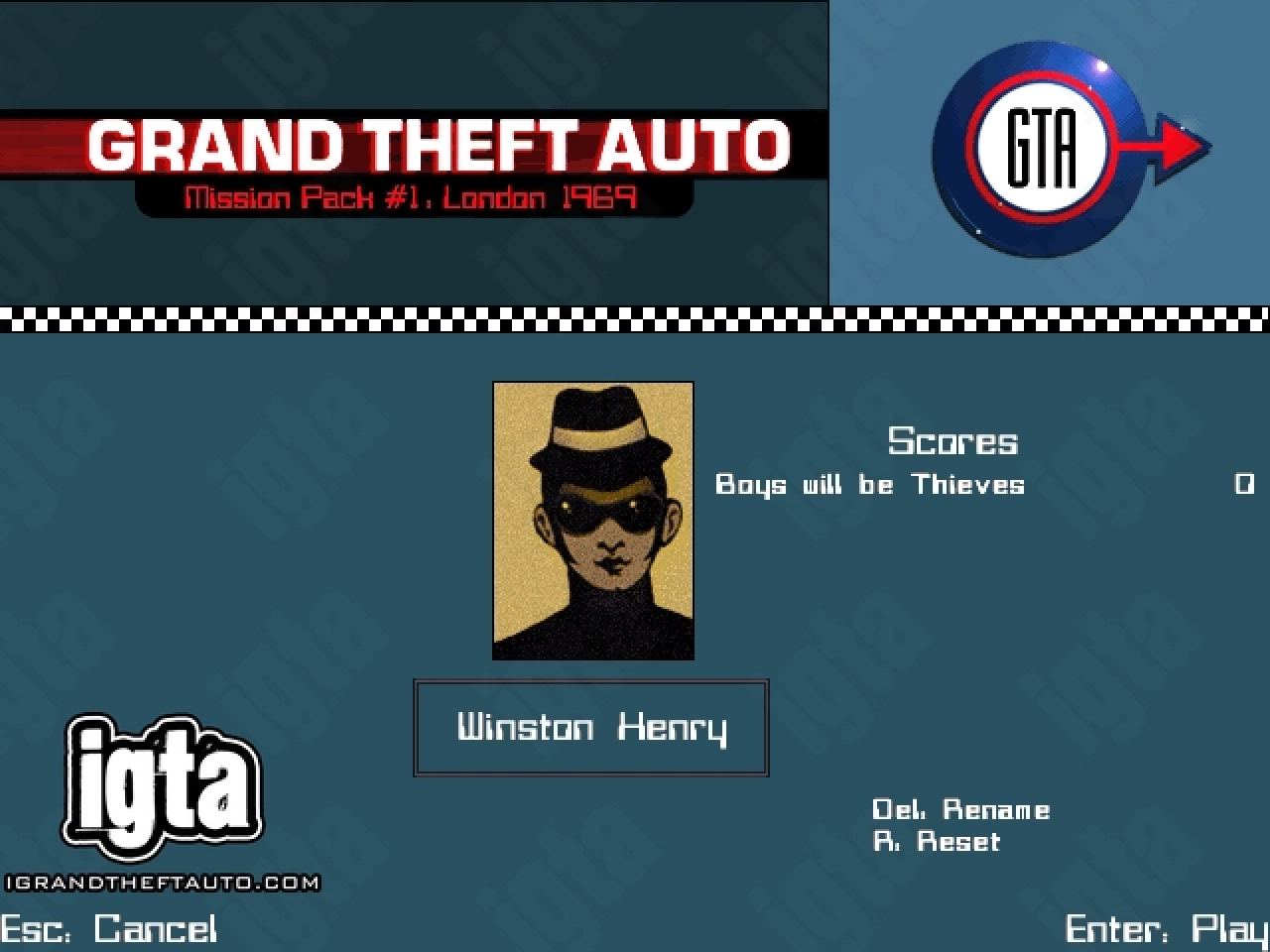 GTA London 1969 Character Winston Henry Menu