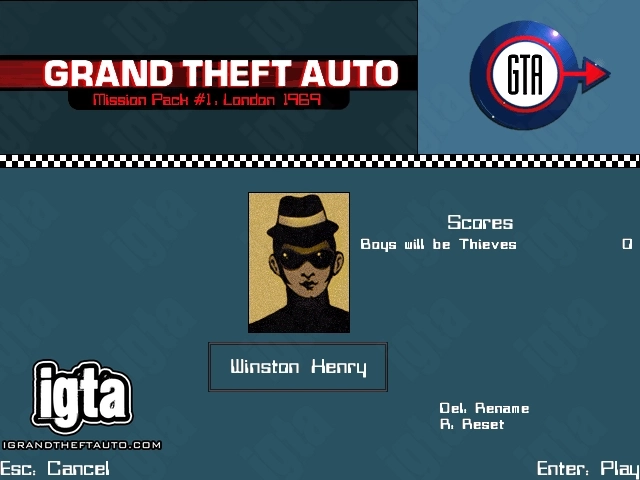 GTA London 1969 Character Winston Henry Menu