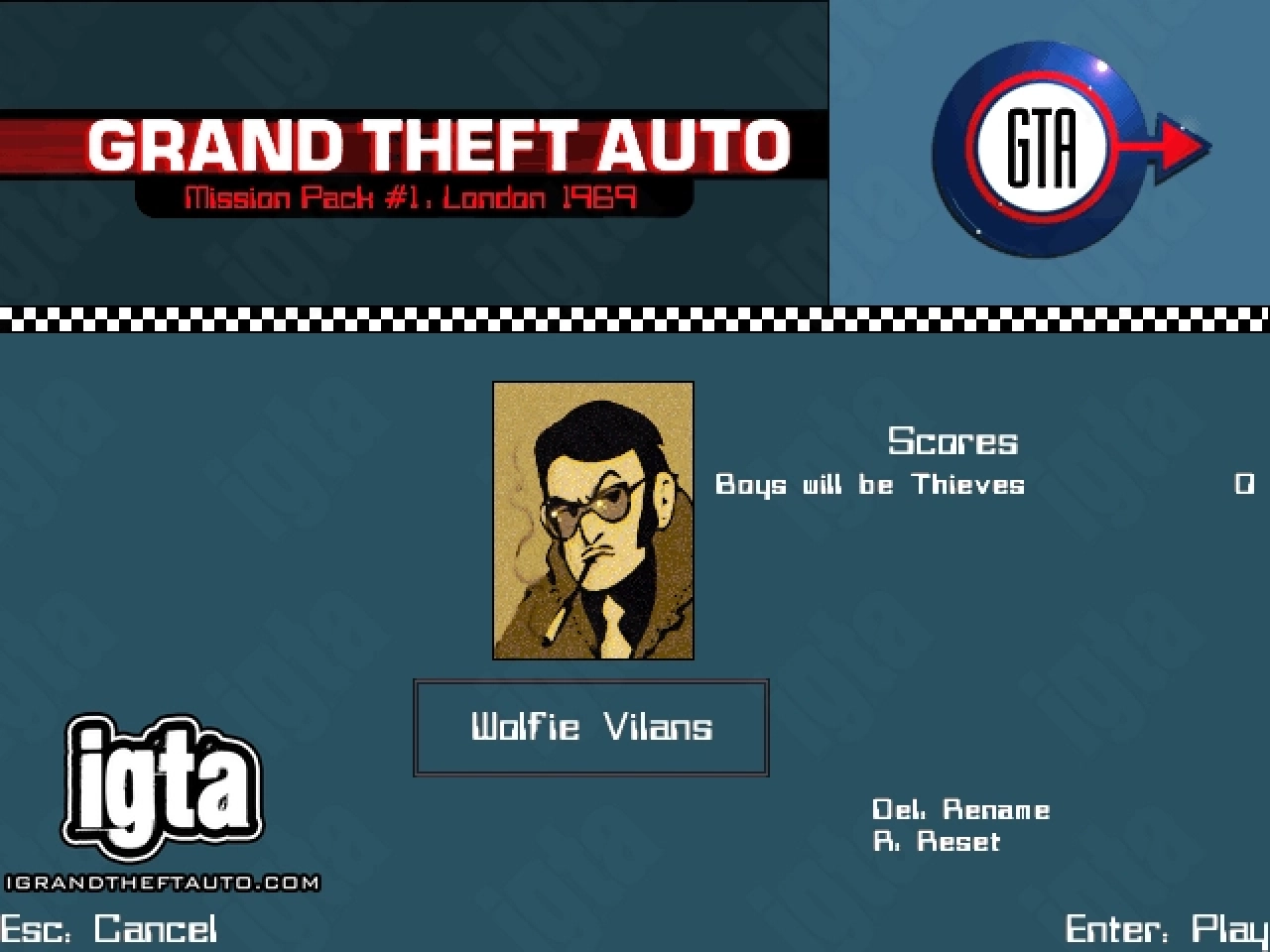GTA London 1969 Character Wolfie Vilans Menu