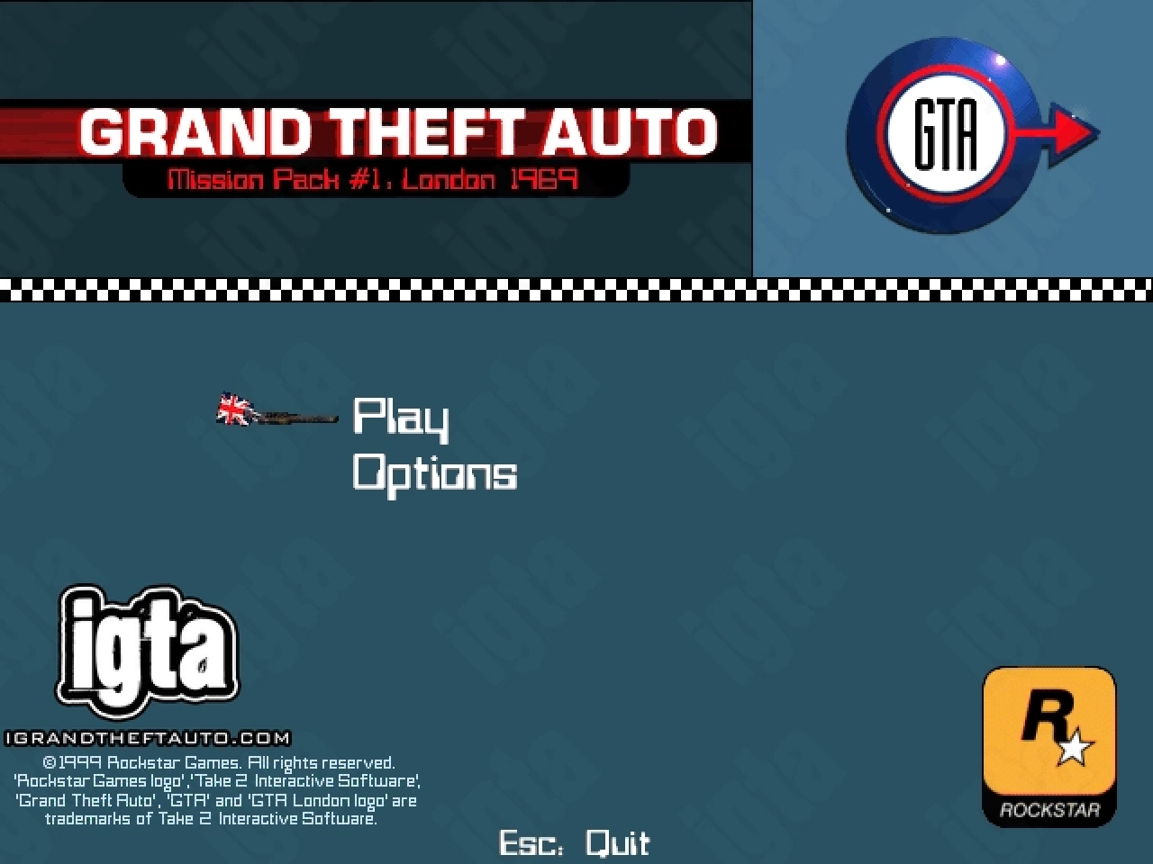GTA London 1969 Main Menu