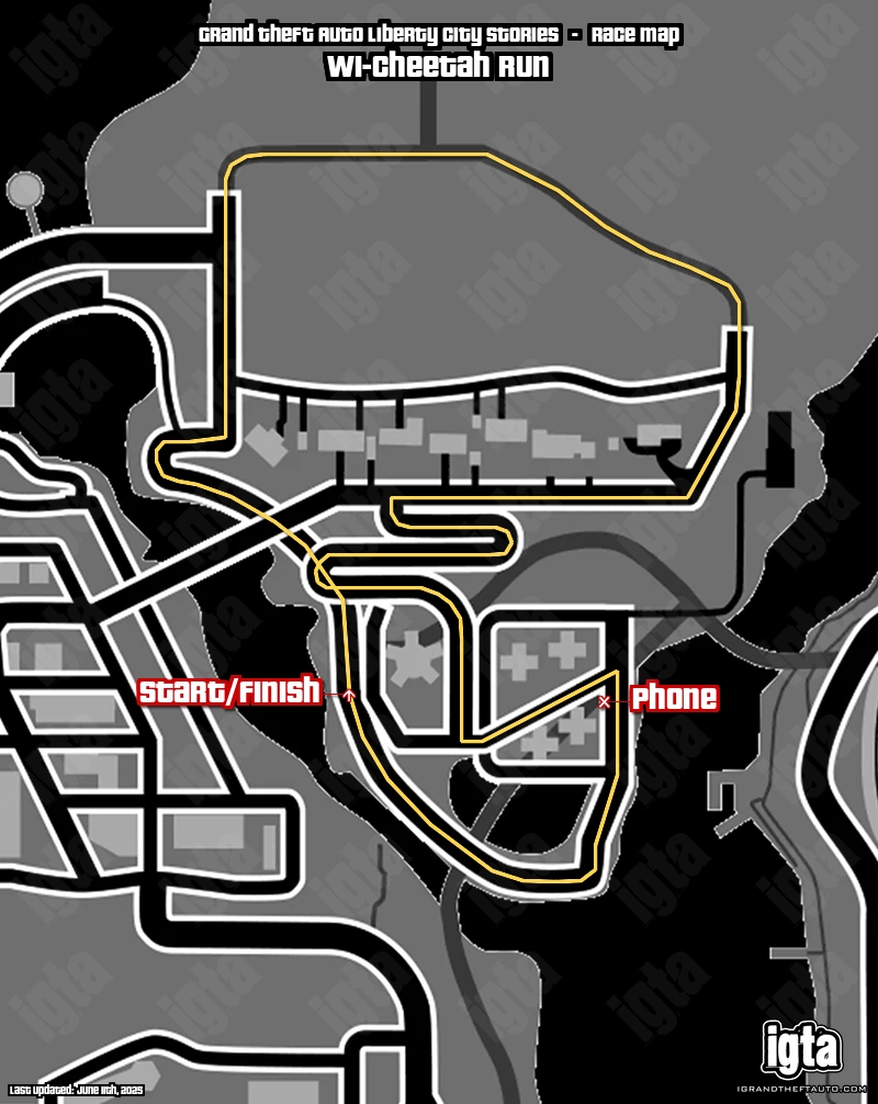 GTA Liberty City Stories Wi-Cheetah Run Map