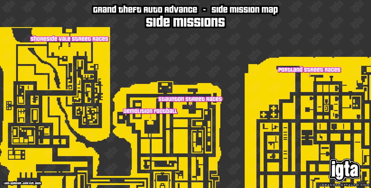GTA Advance Side Missions Map