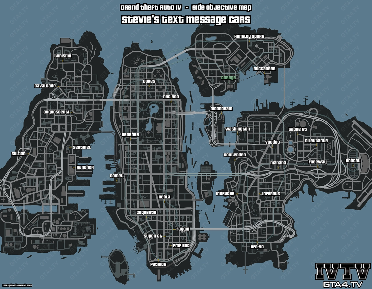 GTA IV Stevie's Text Message Cars Map