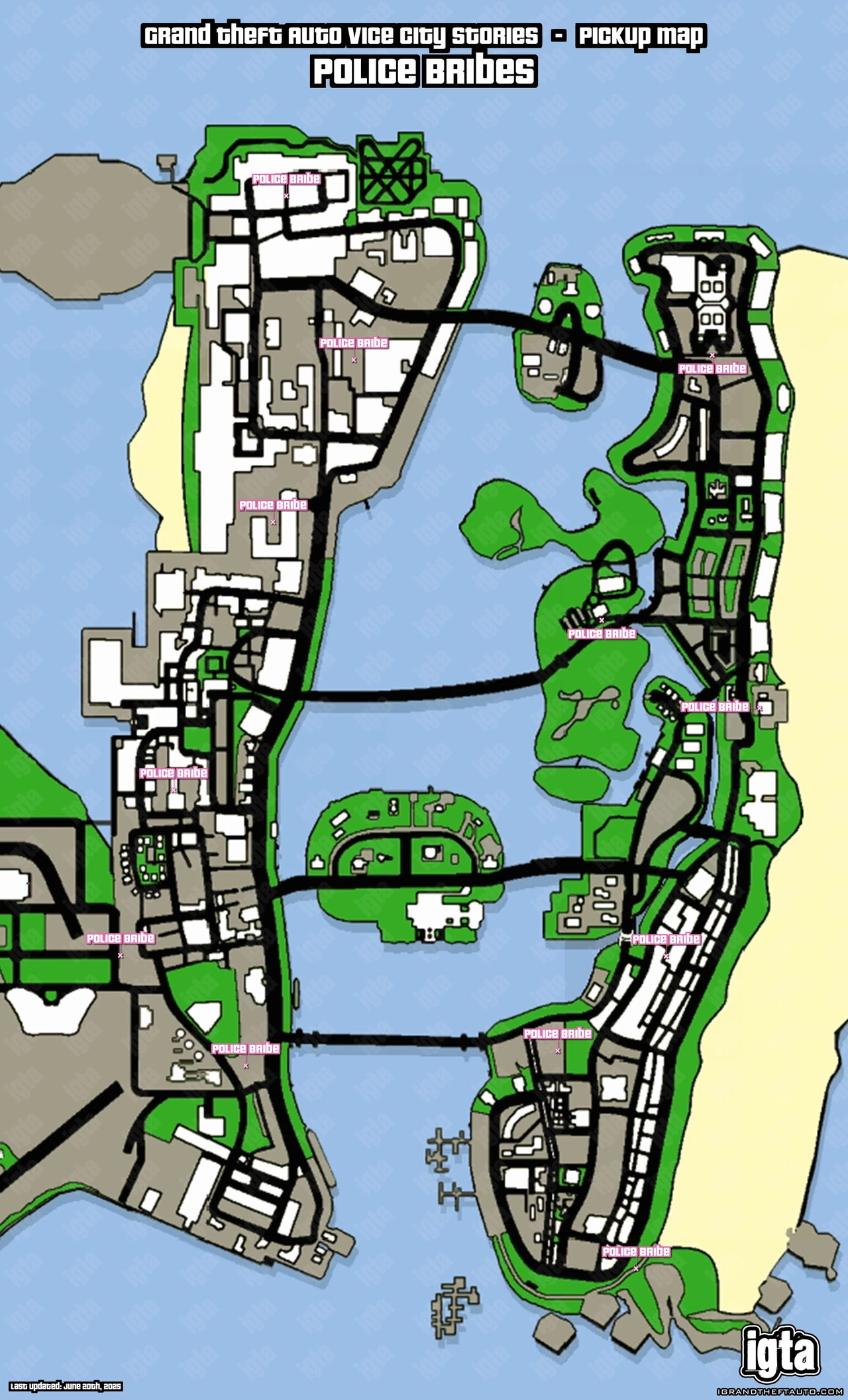 GTA Vice City Stories Police Bribes Map