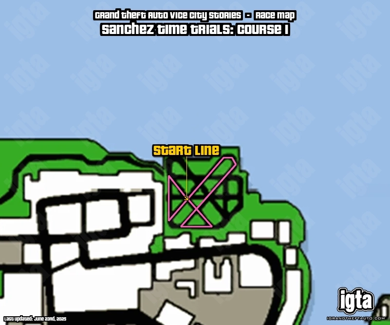GTA Vice City Stories Sanchez Time Trials: Course 1 Map