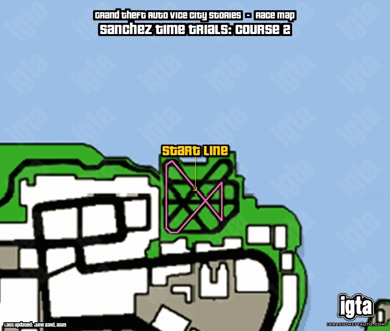 GTA Vice City Stories Sanchez Time Trials: Course 2 Map