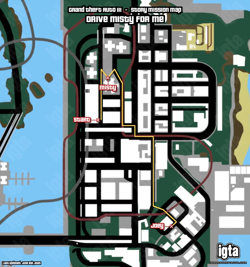 GTA III Drive Misty For Me Map