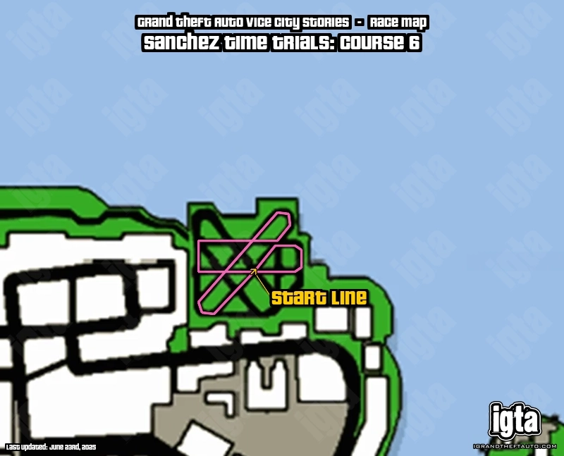GTA Vice City Stories Sanchez Time Trials: Course 6 Map