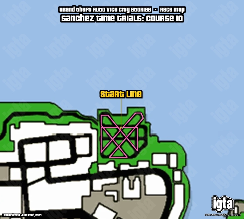 GTA Vice City Stories Sanchez Time Trials: Course 10 Map