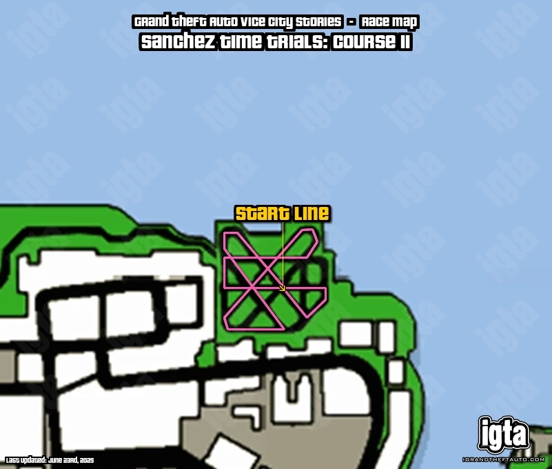 GTA Vice City Stories Sanchez Time Trials: Course 11 Map