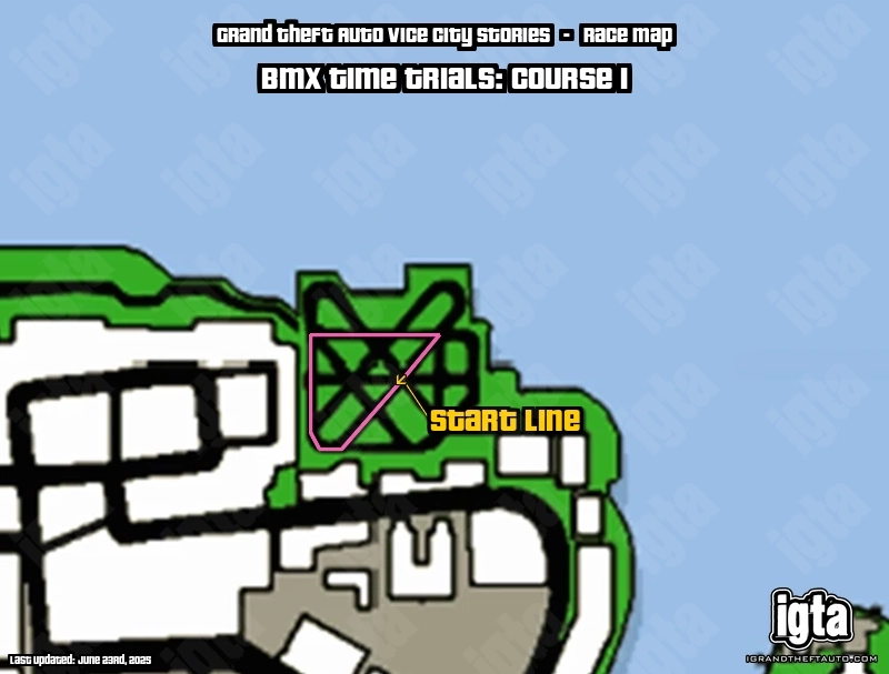 GTA Vice City Stories BMX Time Trials: Course 1 Map