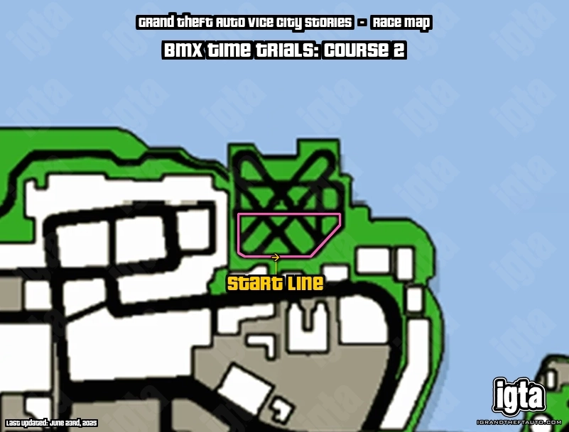 GTA Vice City Stories BMX Time Trials: Course 2 Map