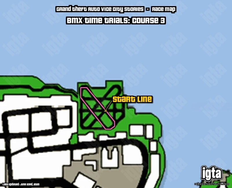 GTA Vice City Stories BMX Time Trials: Course 3 Map