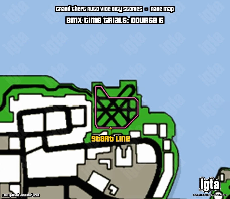 GTA Vice City Stories BMX Time Trials: Course 5 Map