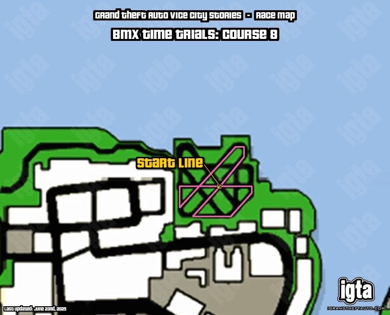 GTA Vice City Stories BMX Time Trials: Course 8 Map