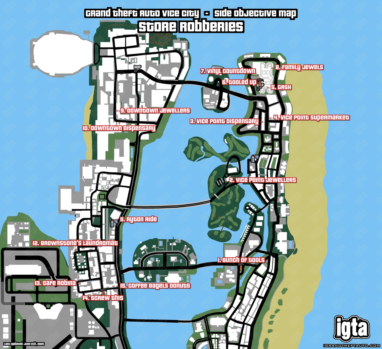 GTA Vice City Store Robberies Map