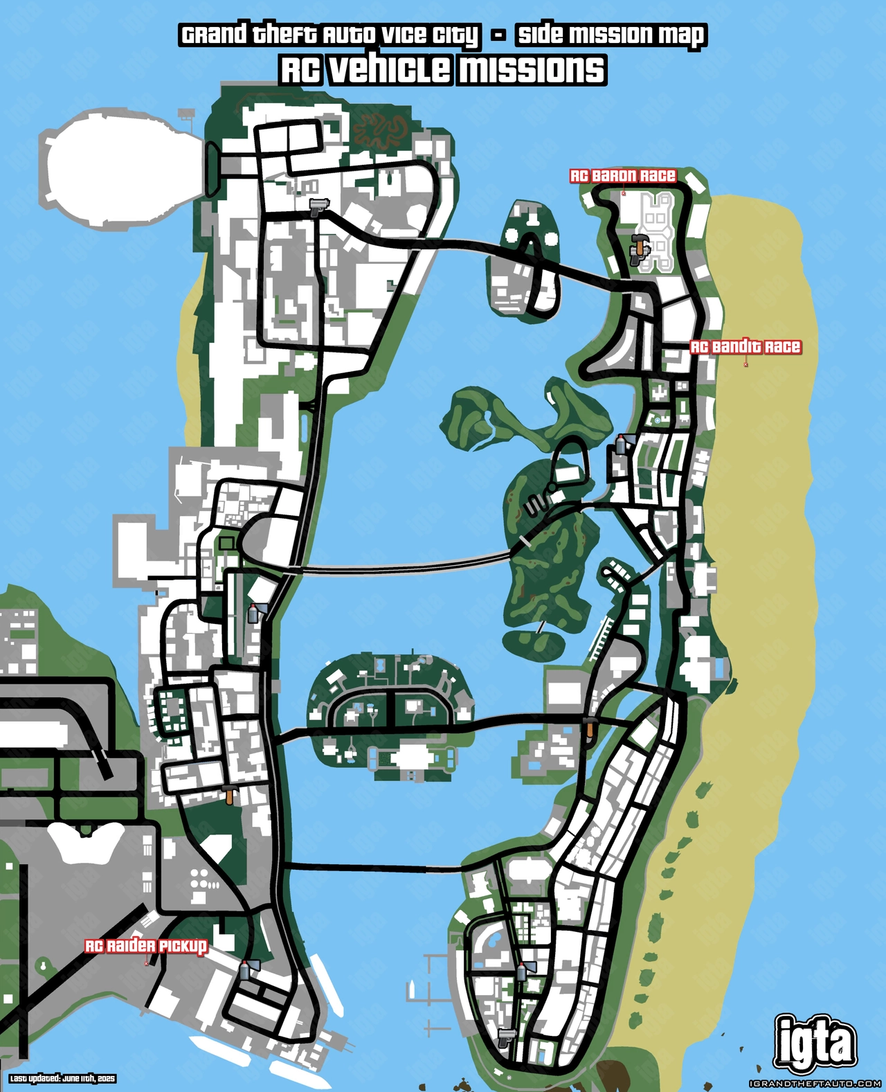 GTA Vice City RC Vehicle Missions Map
