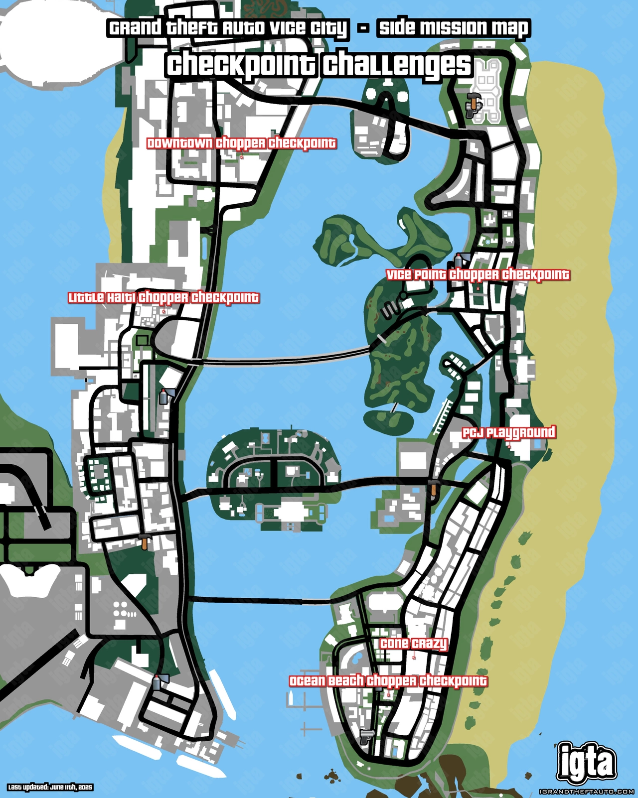 GTA Vice City Checkpoint Challenges Map