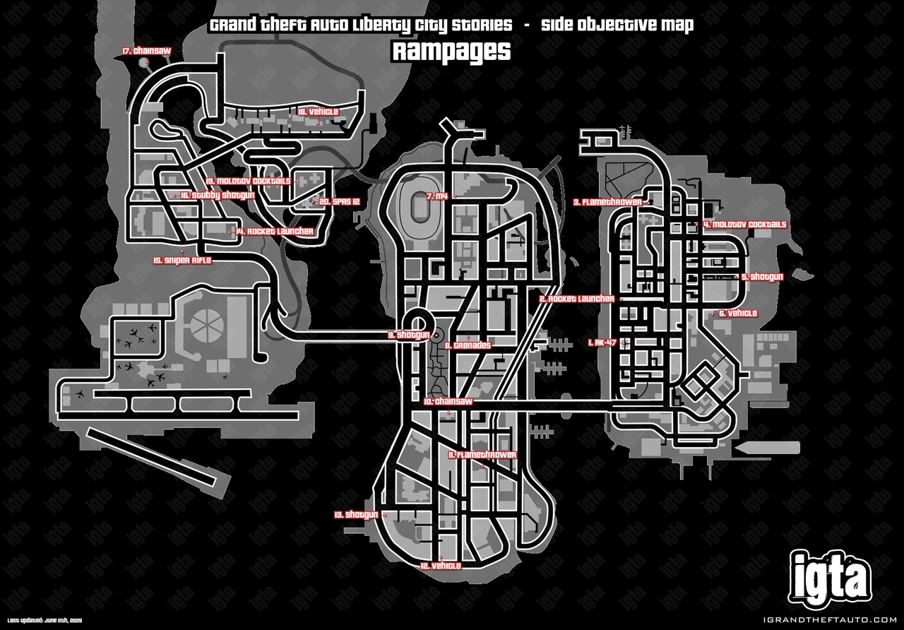 GTA Liberty City Stories Rampages Map