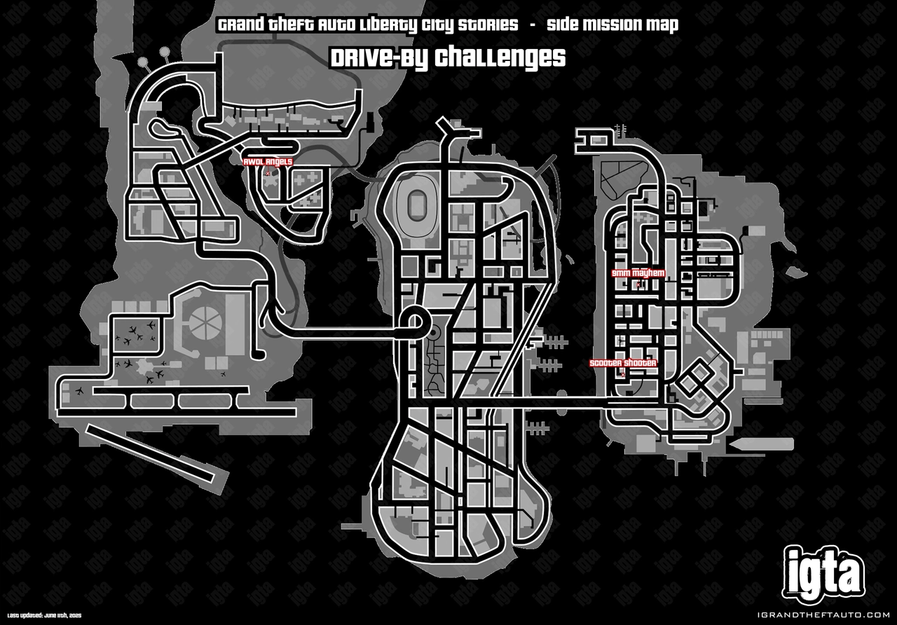 GTA Liberty City Stories Drive-By Challenges Map
