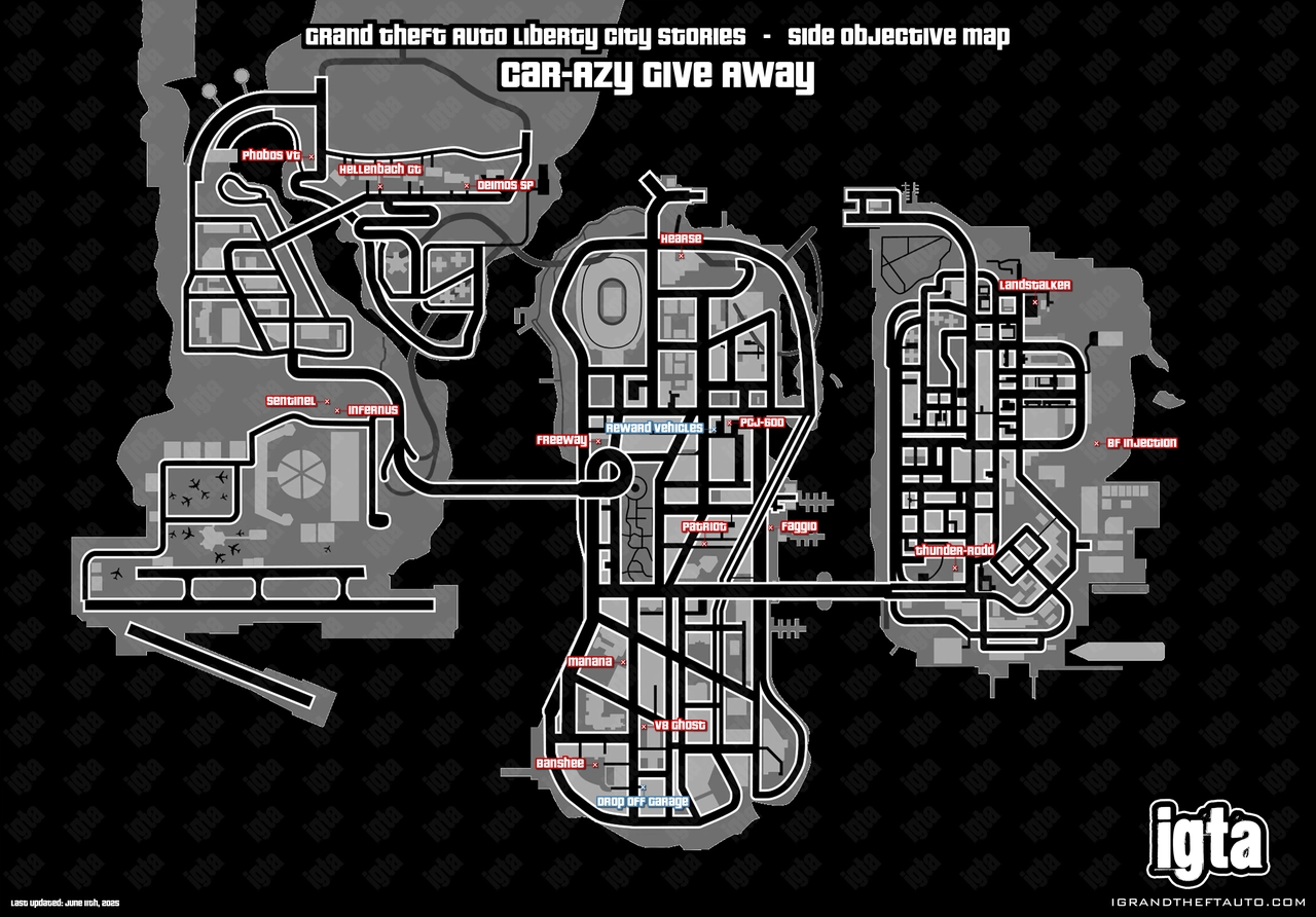GTA Liberty City Stories Car-Azy Give Away Map