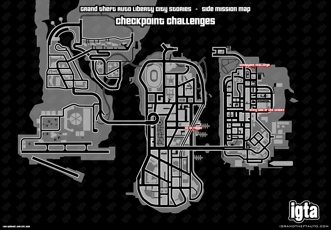 GTA Liberty City Stories Checkpoint Challenges Map
