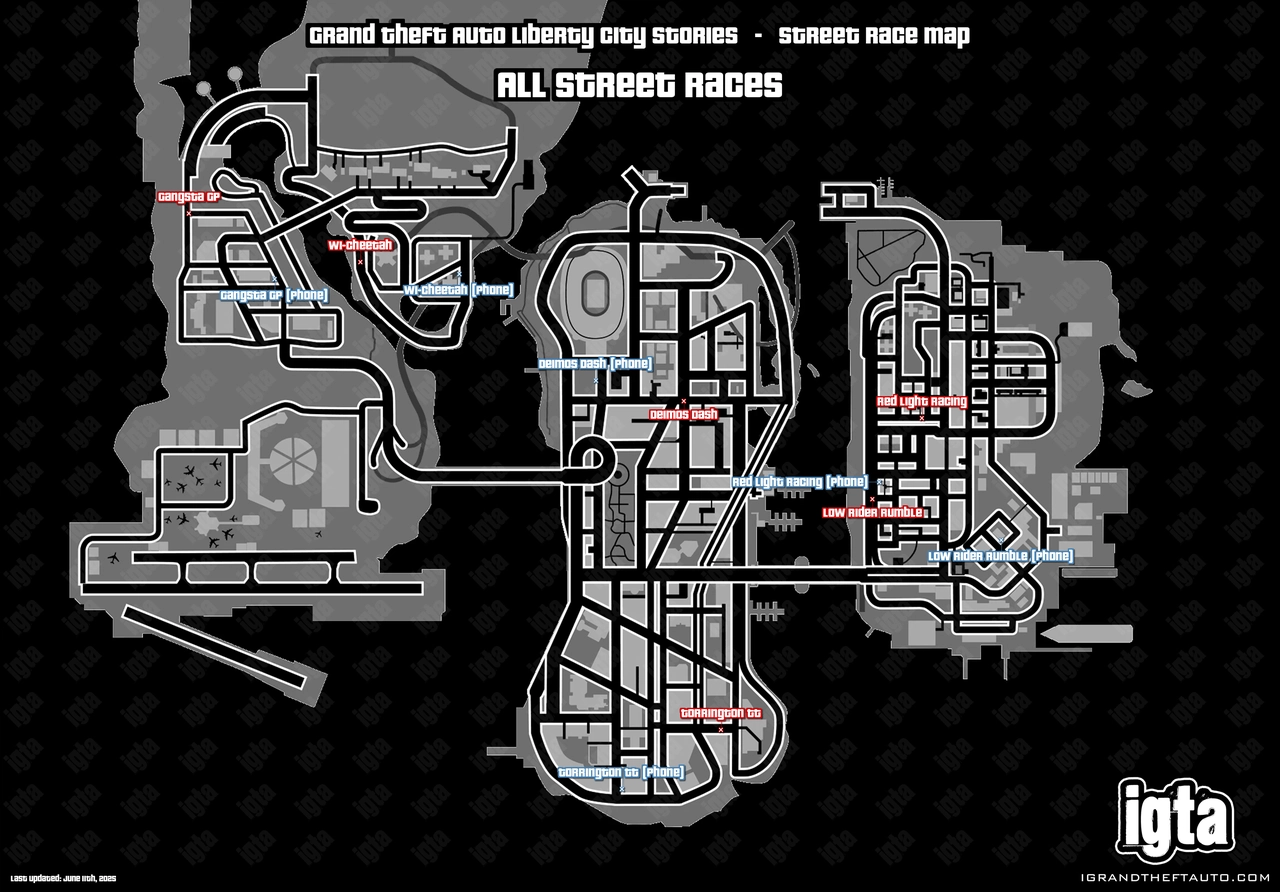 GTA Liberty City Stories All Street Races Map