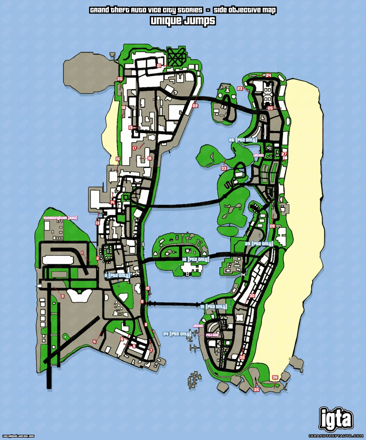 GTA Vice City Stories Unique Jumps Map