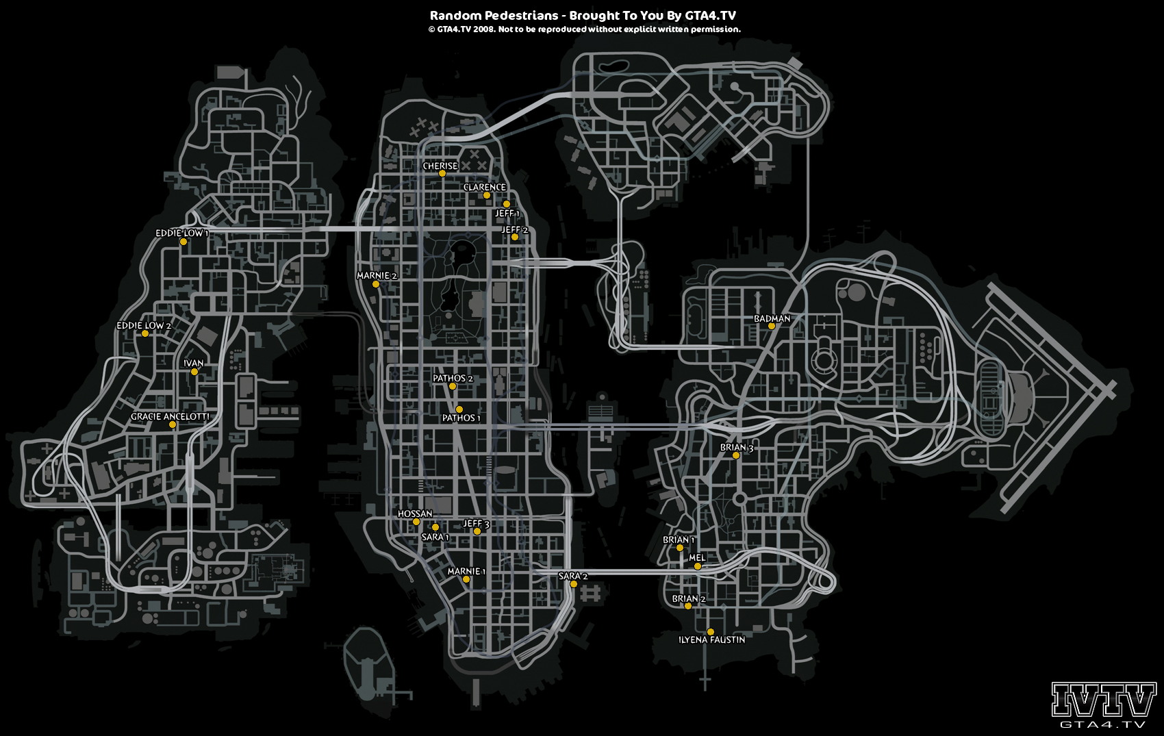 Random Pedestrian Locations Map