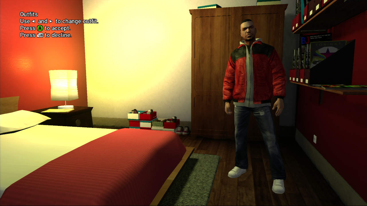 Luis Outfit #4: Jeans + Red and GreyTop