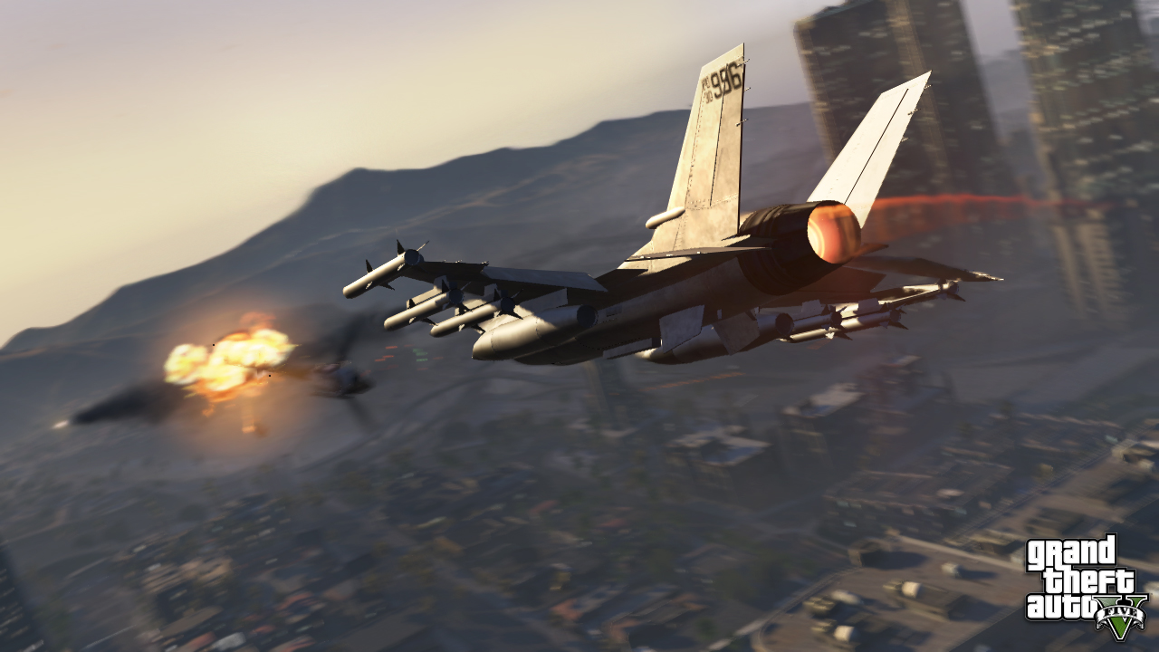 Jet firing missiles over Vinewood