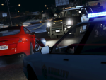 Sheriffs surround a red car