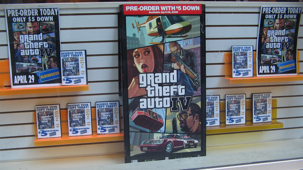 A GTA IV display in Blockbuster.