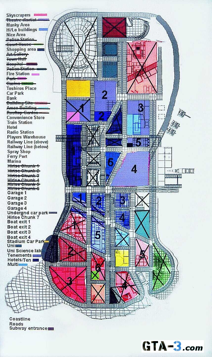 Grand Theft Auto III Map of Staunton Island