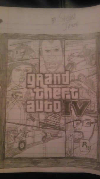 GTA IV Box Art Drawing by Steven Jeter